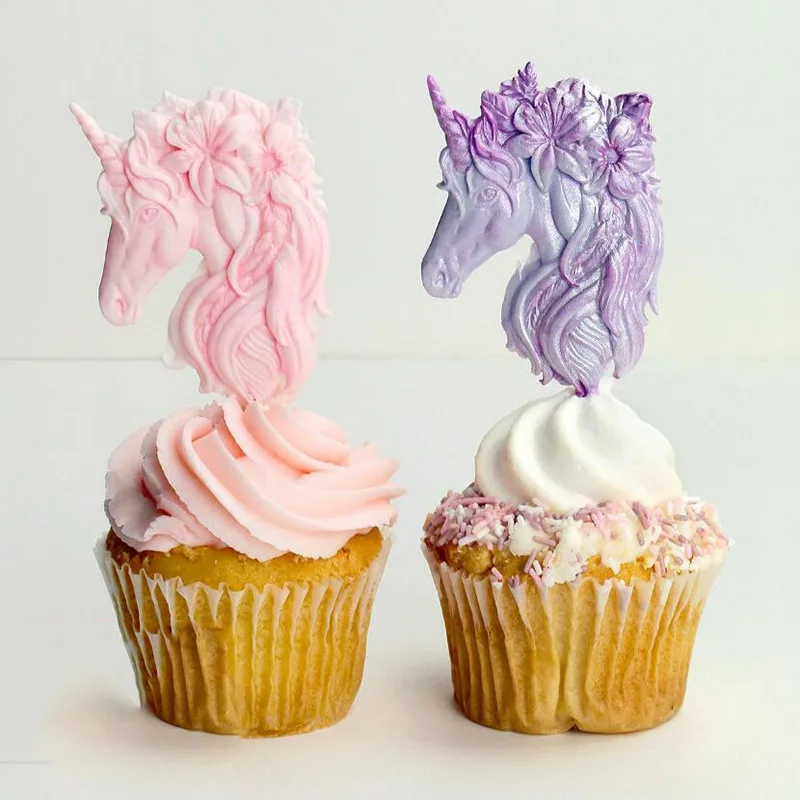 

4YANG Unicorn Head Silicone Mold Fondant Cake Pastry Sugarcraft Decoration DIY Tools Chocolate Pastry Confeitaria Baking Moulds