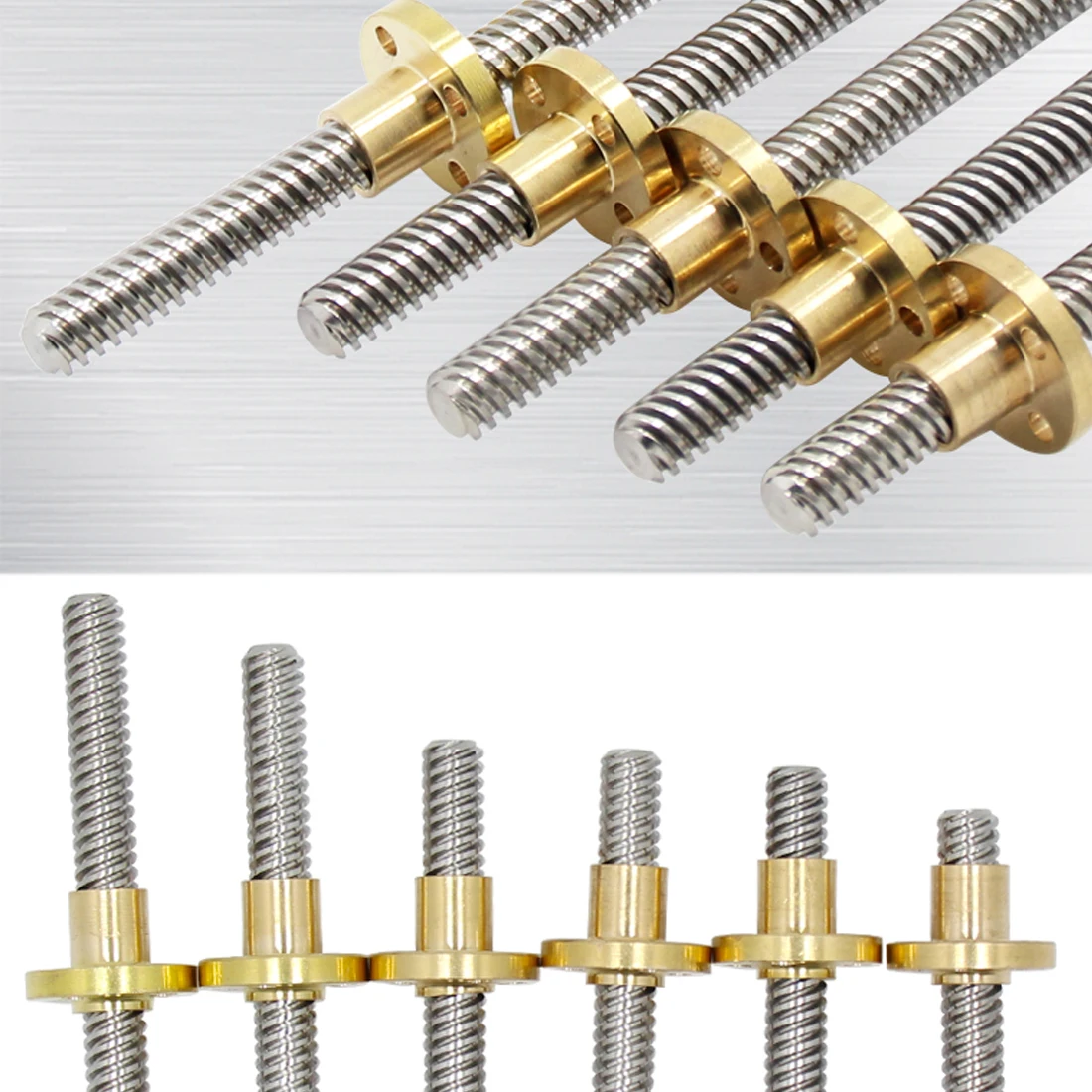 

Etmakit Trapezoidal T8-2-D8 Lead Screw Length 100mm 200mm 300mm 3D Printers Parts Trapezoidal Screw Copper Nuts Leadscrew Part