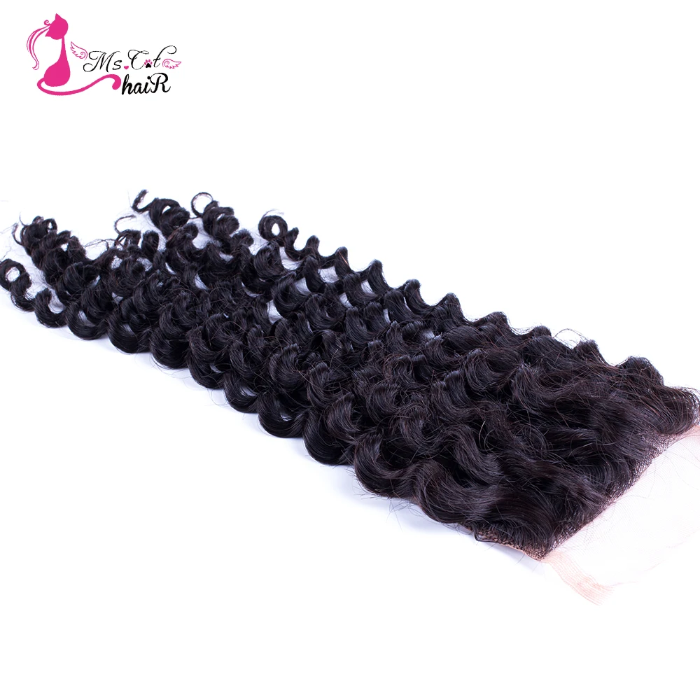 Ms Cat font b Hair b font Kinky Curly Lace Closure Lace Size 4 X4 100