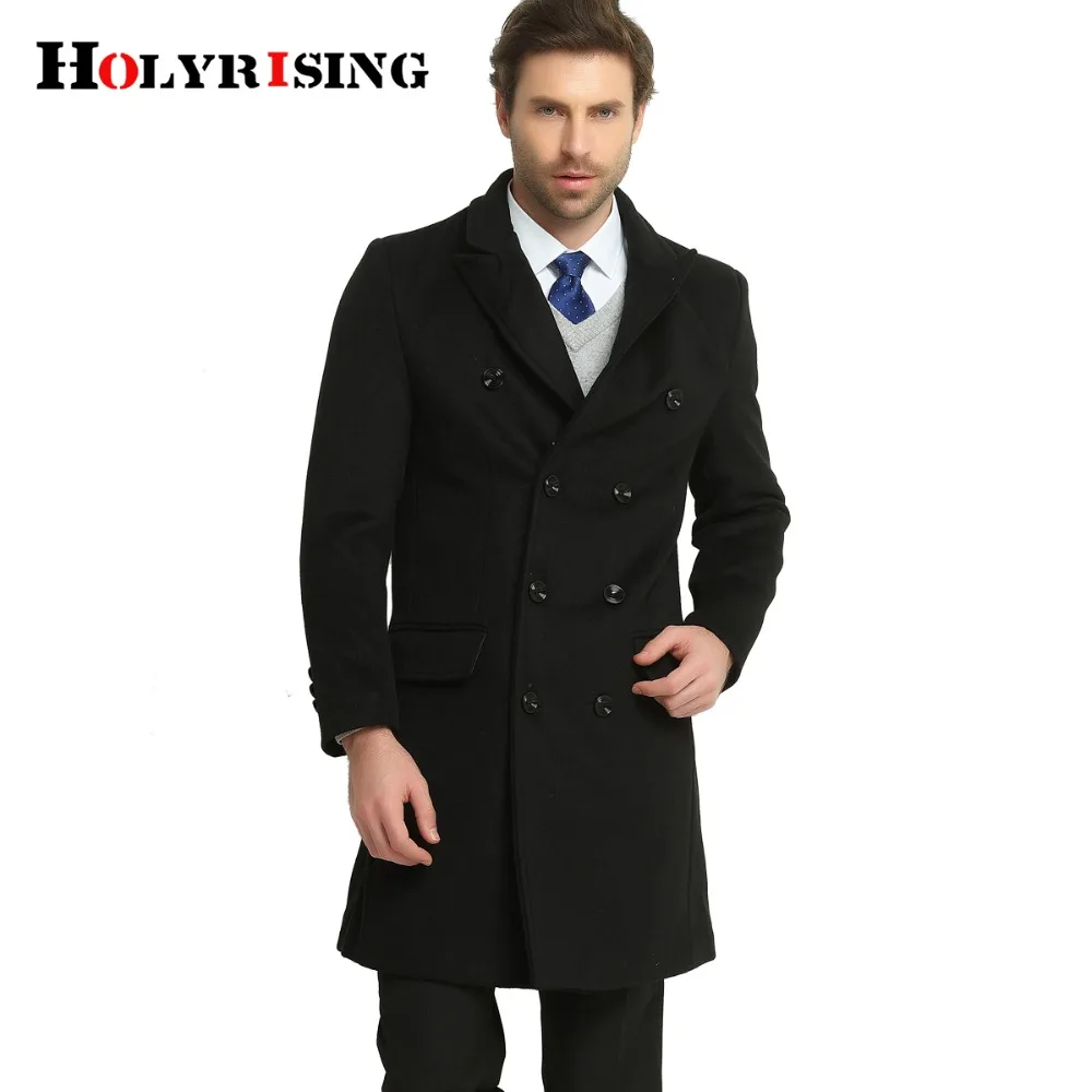2017 Men Wool Jackets Double Button Woolen Turn Collar Slim Male Long