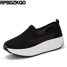 Сетчатые черные криперы для пожилых людей; легкая дышащая обувь на толстой плоской подошве, увеличивающая рост; женская дешевая обувь; красивая обувь в китайском стиле; большие размеры