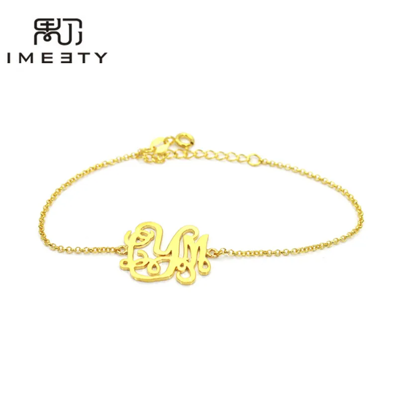 

IMEETY dainty personalized women bracelet monogrammed initials bracelet monogram nameplate bracelets gifts