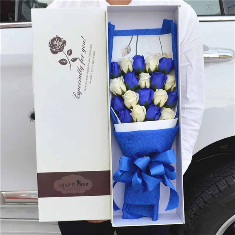 Лидер продаж kawaii элегантный плюшевый мишка и искусственные розы цветы букет Подарочная коробка плюшевые игрушки куклы творческие подарки