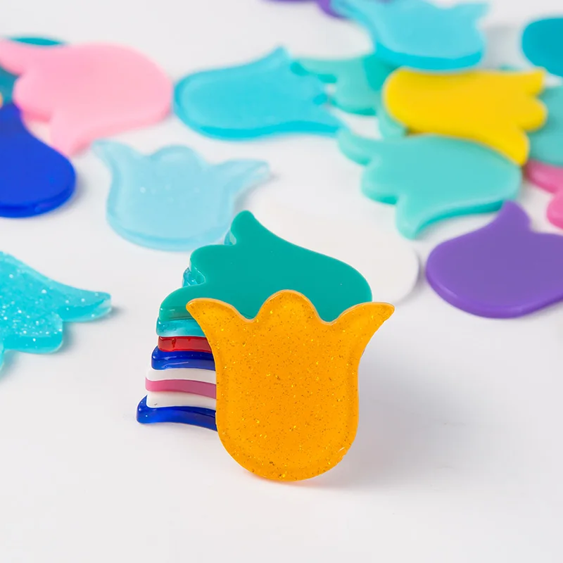 

Taidian Native Jewelry Acrylic Earrings Slab for DIY Ethnic Jewelry Accessories Tulip Flower Shape Mix Color 25.4*28mm 50pcs