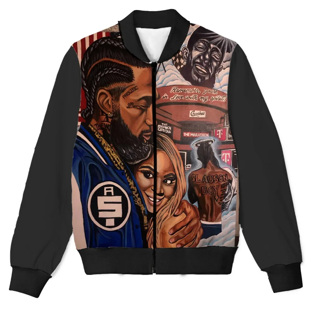 Настоящий американский размер Nipsey Hussle Remeber 3D сублимационный принт на молнии куртка плюс размер 4XL 5XL 6XL