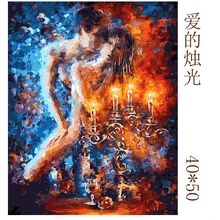 Картина свечей любви по номерам Современная Настенная художественная ручная роспись Цифровая живопись маслом на холсте для украшения дома