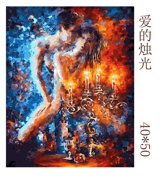 

The Candlelight of Love Painting By Numbers Modern Wall Art Handpainted Digital Oil Painting on Canvas for Home Decoration