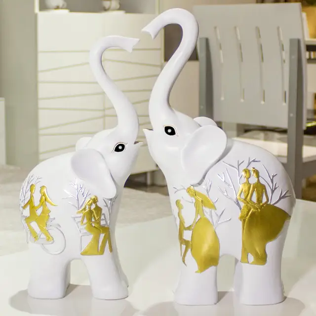 European Style Living Room Tv Cabinet Elephant Ornaments Lucky