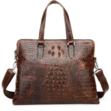 Nesitu винтажный портфель из натуральной кожи с узором аллигатора, портфель для мужчин, сумки-мессенджеры# M1230