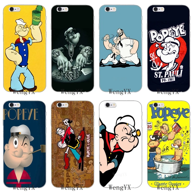 

cartoon classic comics popeye poker Slim silicone Soft phone case For iPhone 4 4s 5 5s 5c SE 6 6s plus 7 7plus 8 8plus X