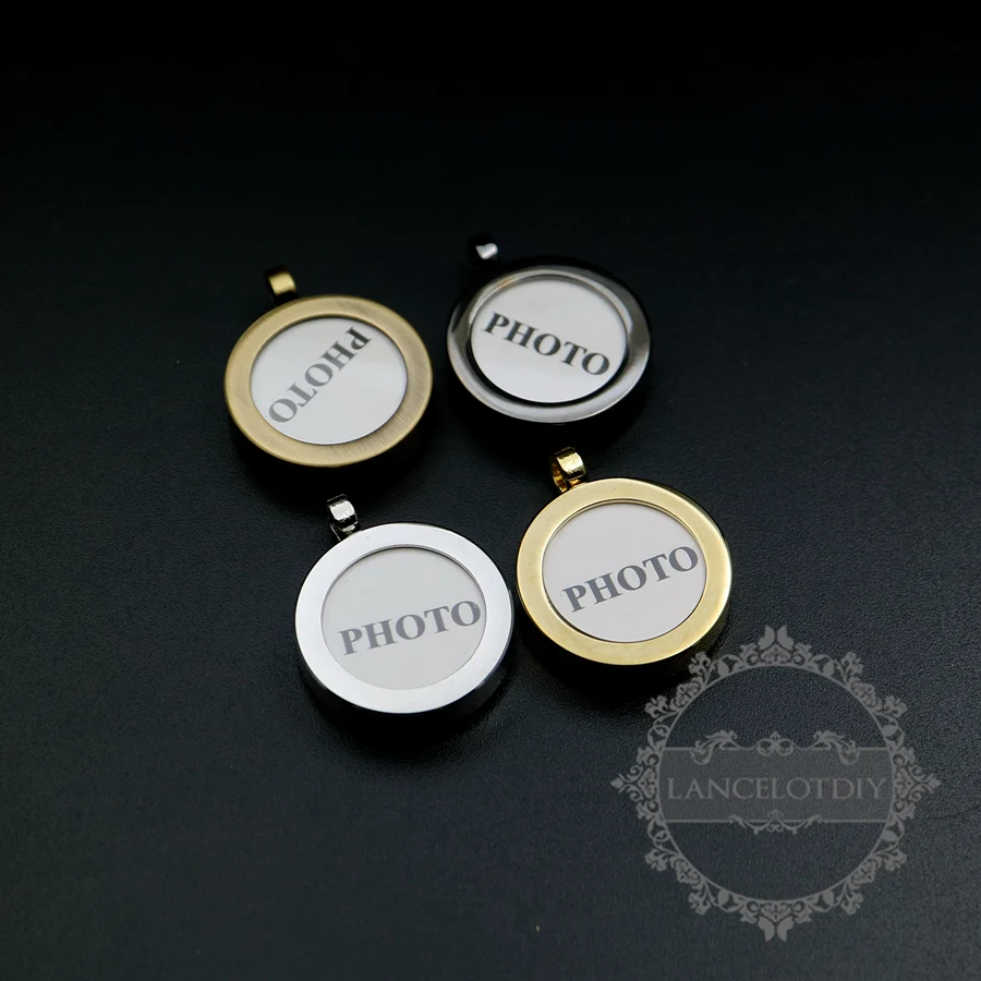 

14mm round bezel base tray setting silver,gun black,bronze,gold color brass photo frame custom pendant charm locket DIY blanks