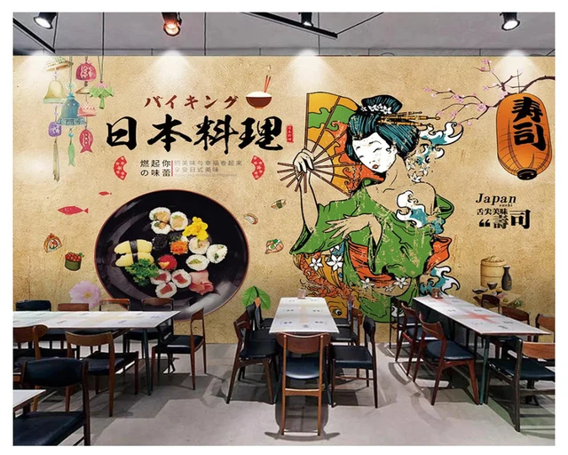 beibehang Custom wall papers home decor formaldehyde-free personalized decorative painting wallpaper sushi restaurant background 3