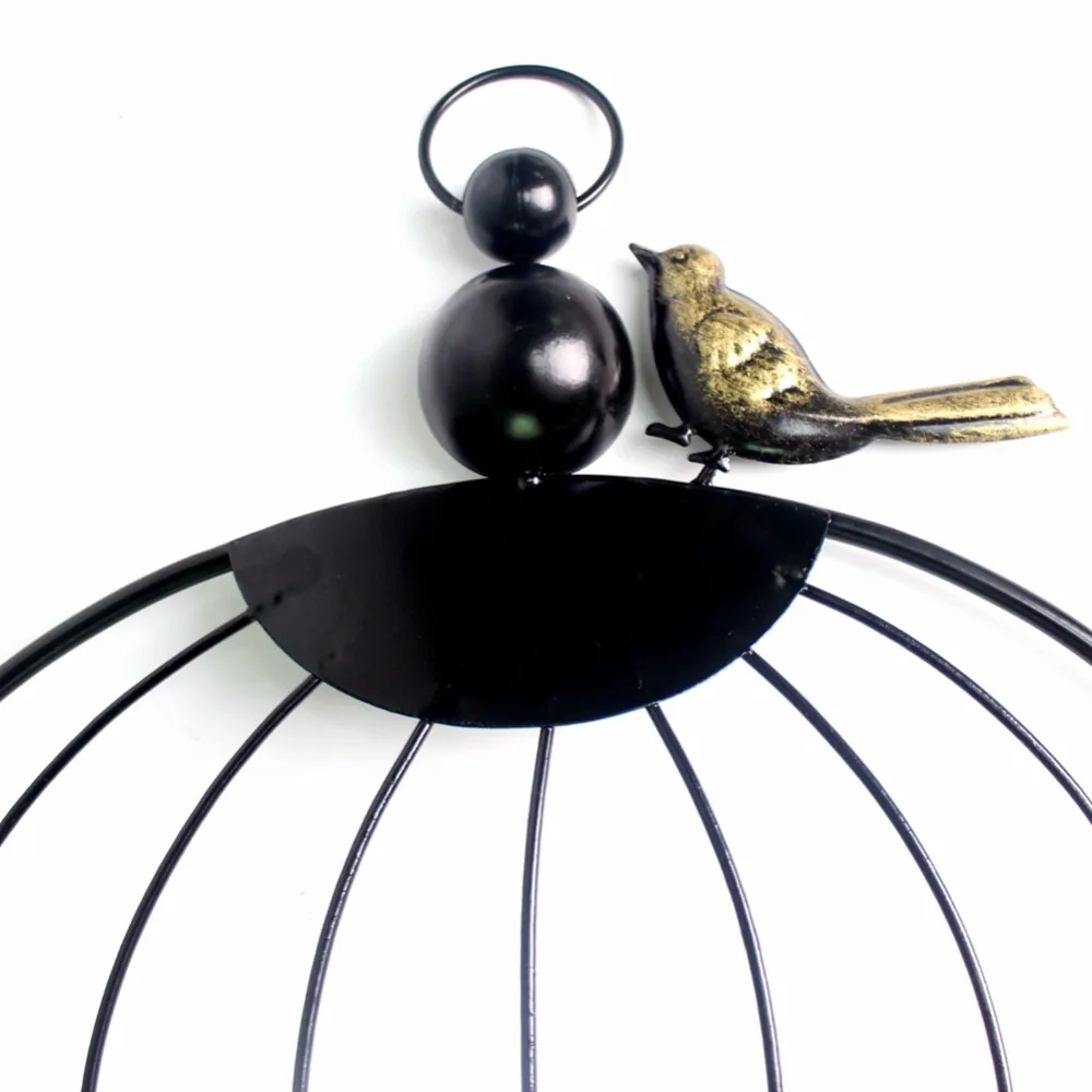 Large Iron Antique Decorative Half BirdCages Classic Iron Birdcage With Artificial flower for Wedding Home Deco (13)
