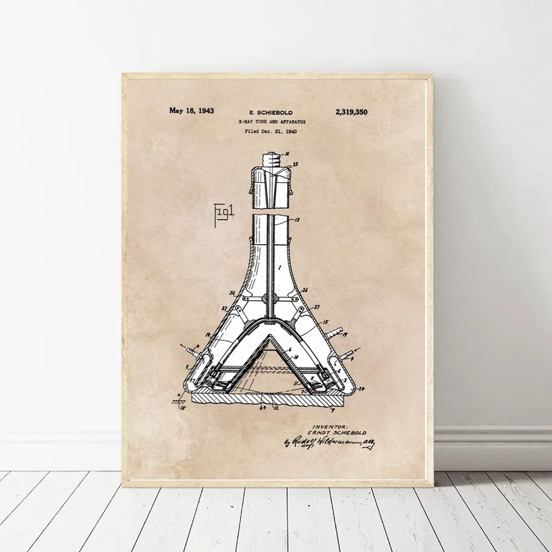 Schiebold рентгеновский аппарат патентованный холст плакат печать домашний Декор