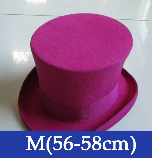 Шерсть, винтажная верхняя шляпа 18 см, розовая Корона, ретро викторианская Волшебная Шляпа для взрослых женщин и мужчин - Цвет: M(56-58cm)