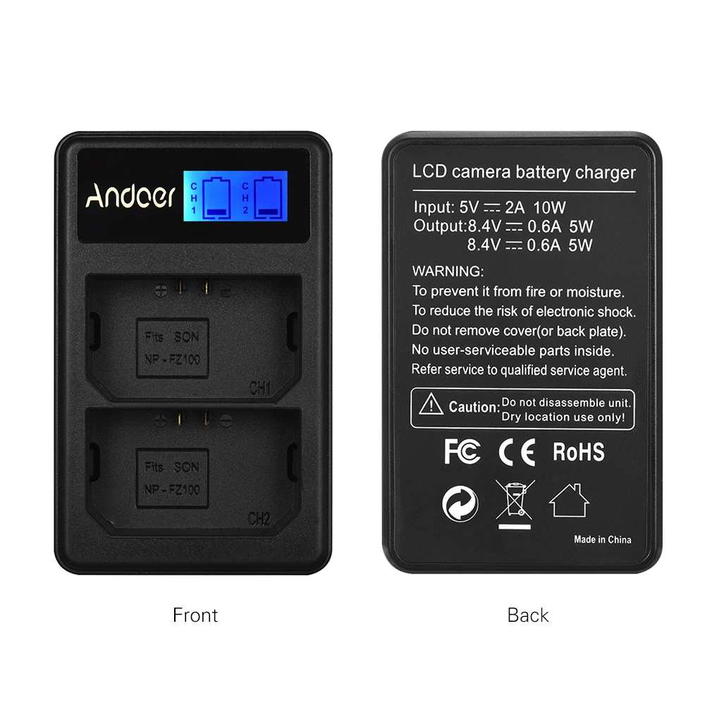 Andoer LCD2 FZ100 ЖК дисплей Двухканальное зарядное устройство для камеры Sony NP a9 a7RIII a7III