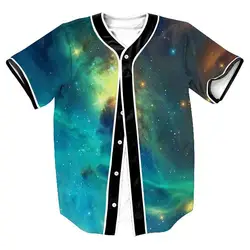 Новые 3D печати Galaxy пространство хорошая ночь Графический Бейсбол Джерси футболка Дизайн кардиган с короткими рукавами и пуговицы удобная