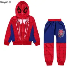 Г. Осенне-весенний комплект одежды для маленьких мальчиков, Детские хлопковые костюмы с капюшоном и рисунком Человека-паука, пальто+ длинные штаны модная детская одежда