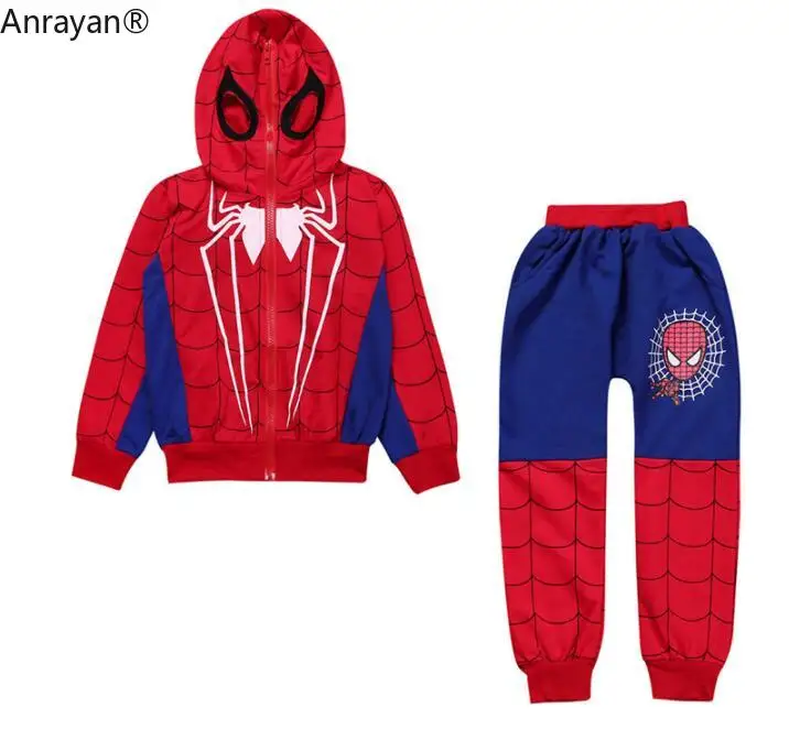 

2019 Autumn Spring Baby Boy Clothes Set Infant Cotton Hooded Cartoon Spiderman Suits Coat+Long Pants Fashion Kids Children Cloth