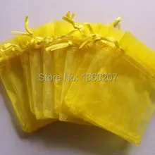 100 шт./лот желтый цвет органзы Сумки 10x15 свадебный подарок мешок ювелирные изделия и чехлы