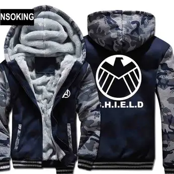 

New Winter Warm Agents of S.H.I.E.L.D. Hoodies Captain America Thor Hooded Coat Thick Zipper men cardigan Jacket Sweatshirt
