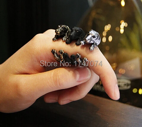 Винтажные кольца для таксы, собаки(колбаса), кольца для женщин и мужчин, регулируемые модные кольца, подарок