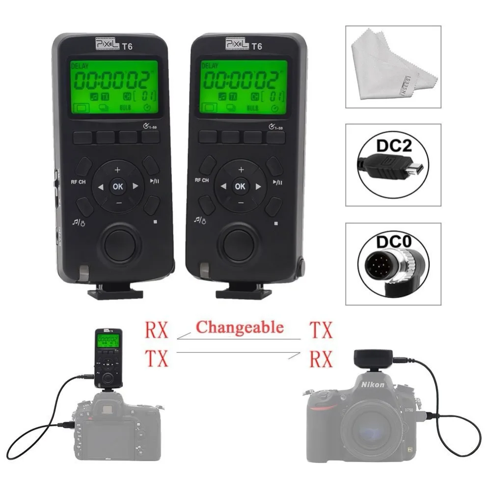 

Pixel T6 FSK 2.4GHz Wireless Transceiver Timer Shutter Release Remote Control for Nikon D7100 D7000 D5000 D3200 D3100 D800S D700