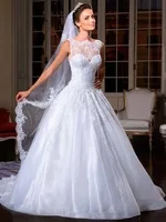 2014 Amazing Beaded Lace Wedding Dresses Sexy High Neck With Buttons Back LT02