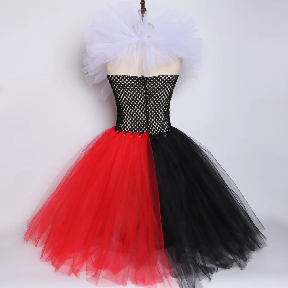 Черно-красное платье-пачка «Королева сердец» маскарадный костюм Алисы в стране чудес на Хэллоуин для девочек, детское праздничное платье на день рождения для детей возрастом от 2 до 12 лет