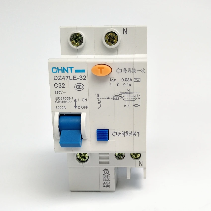 CHINT DZ47LE-32 1P+N C32A 30mA Earth Leakage Circuit Breaker/Residual Current Operated Circuit Breaker