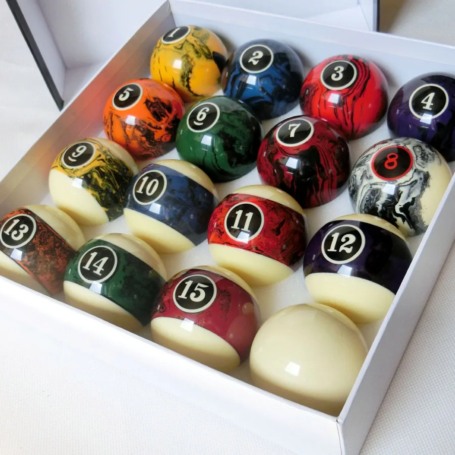 

Superior quality 2-1/4inch Compelete Marblize Billiard Pool Ball 16x Set replacement