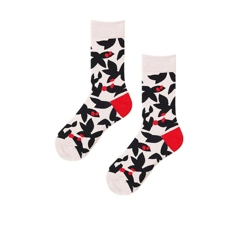 Веселые носки в стиле хип-хоп модные носки из чёсаного хлопка забавные носки для пар милые носки с изображением фламинго, рыбы, попугая - Цвет: 20