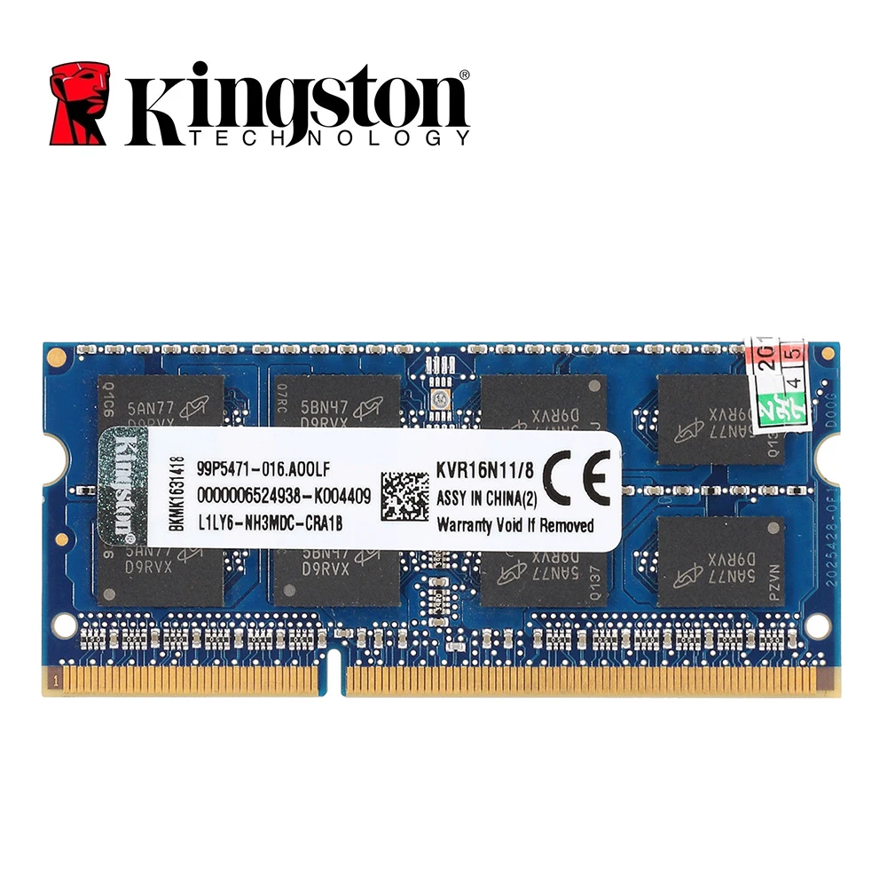 Kingston ram mémoire DDR3 8 GB PC3 12800S DDR3 1600Mhz DDR3 8 GB CL11 204pin 1.5V ordinateur portable mémoire portable SODIMM RAM|Béliers| | -