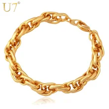 U7 Позолоченный Цепь Браслет Ювелирные Изделия Оптом для Мужчин 21 CM Длина H394