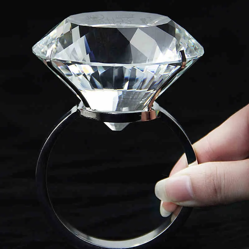 Large Imitation Super Big Crystal Ring Wedding Decoration Gift 80mm