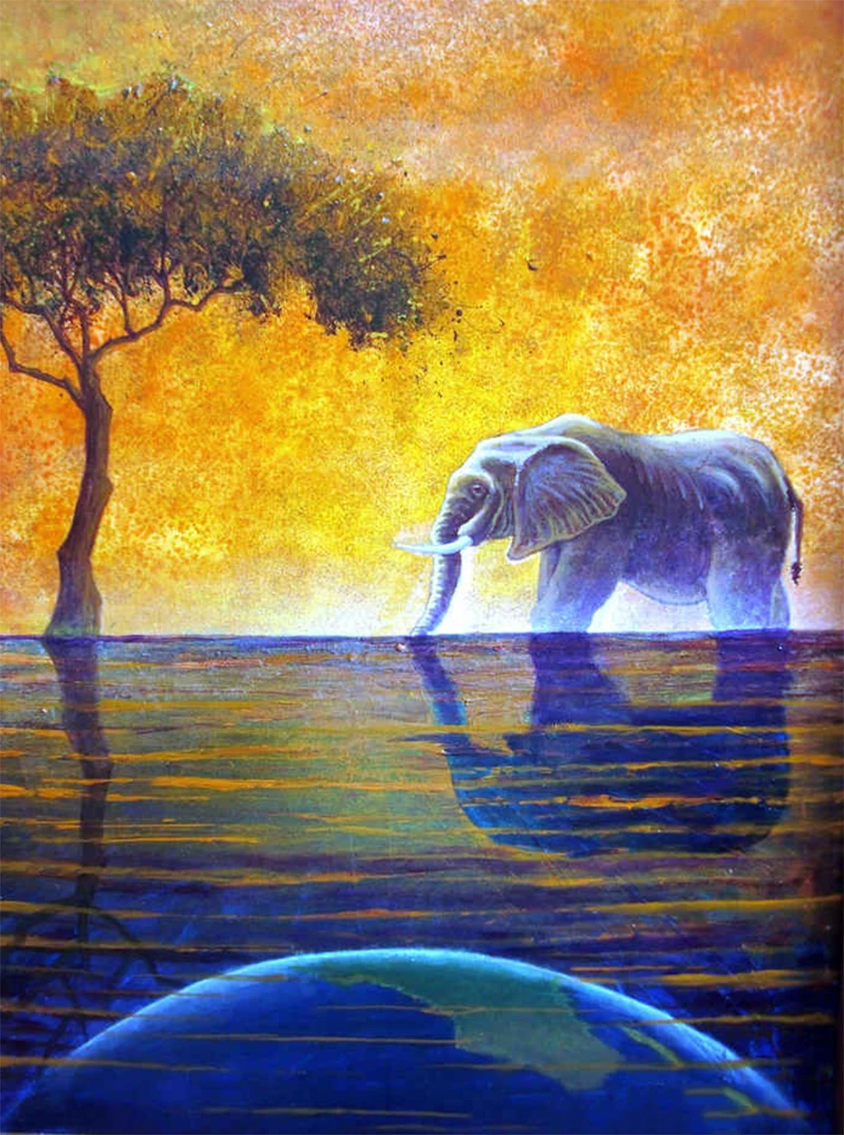 

Elephant in the Sunset 5D DIY Diamond Painting Full Square Embroidery Mosaic Rhinestones Needlework