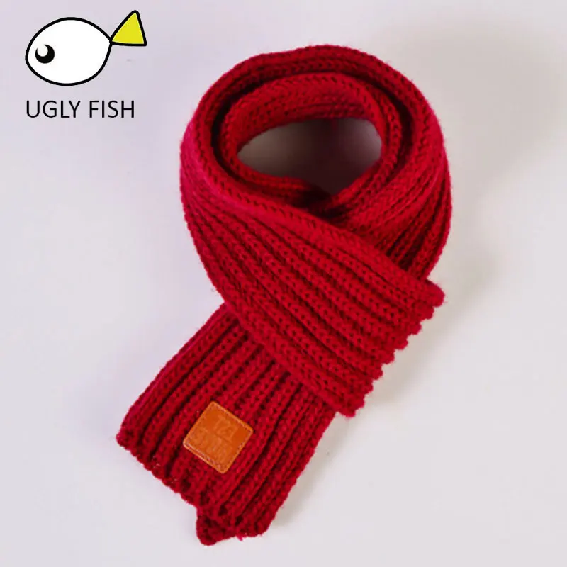Детский шарф детский зимний шарф детский зима для мальчиков шарф вязаный теплый красный шарфы для девочек - Цвет: Claret