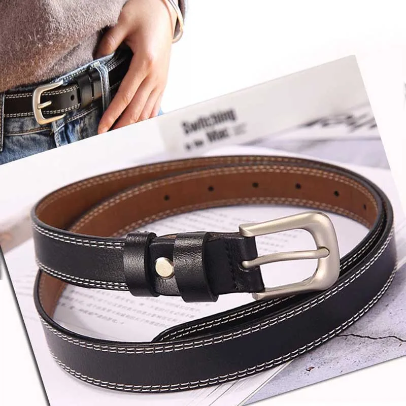 

Fashion women's buckle jeans wild retro leather belt women's fashion simple new luxury designer buckle leather belt
