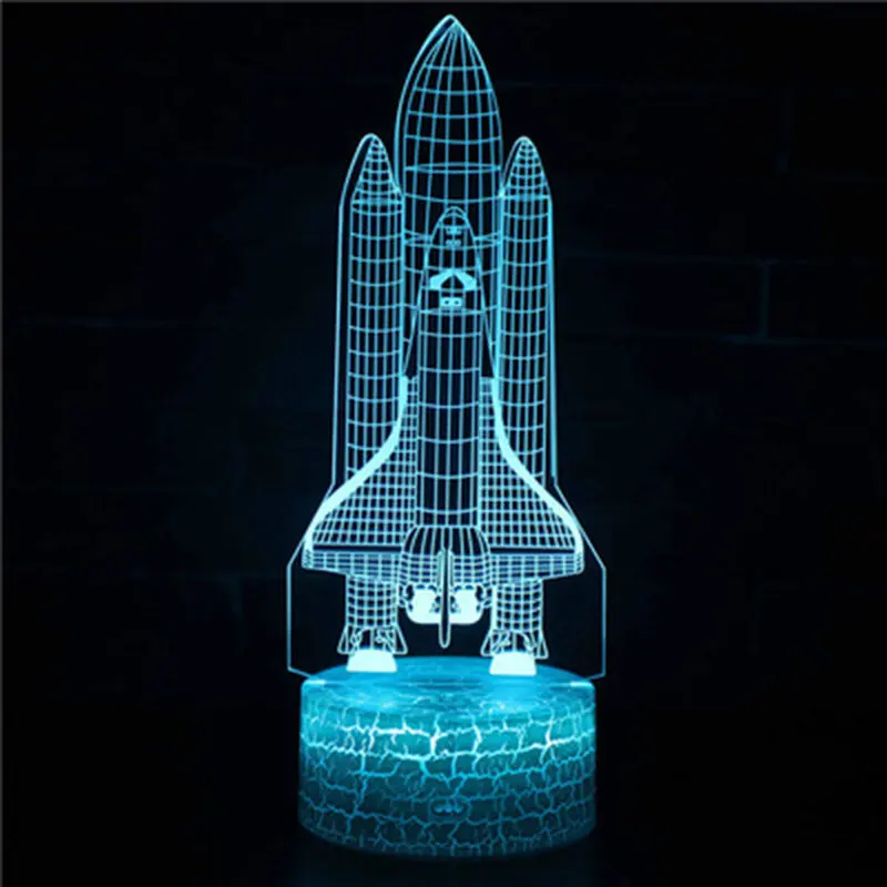 Космический челнок тема 3D лампа светодиодный Ночной светильник 7 цветов изменить Touch Настроение лампы Новогодний подарок Dropshippping - Испускаемый цвет: Space shuttle