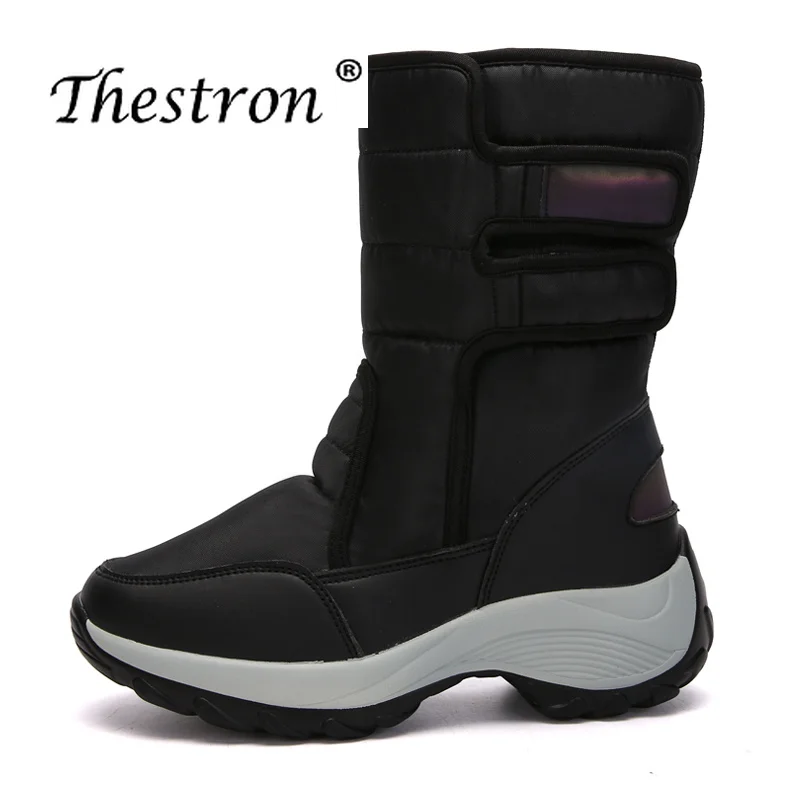 

Winter Women Fur Boots Black Pink Platform Boots Comfortable Ladies Mid-Calf Boots Rubber Bottom Warm Shoes For Female