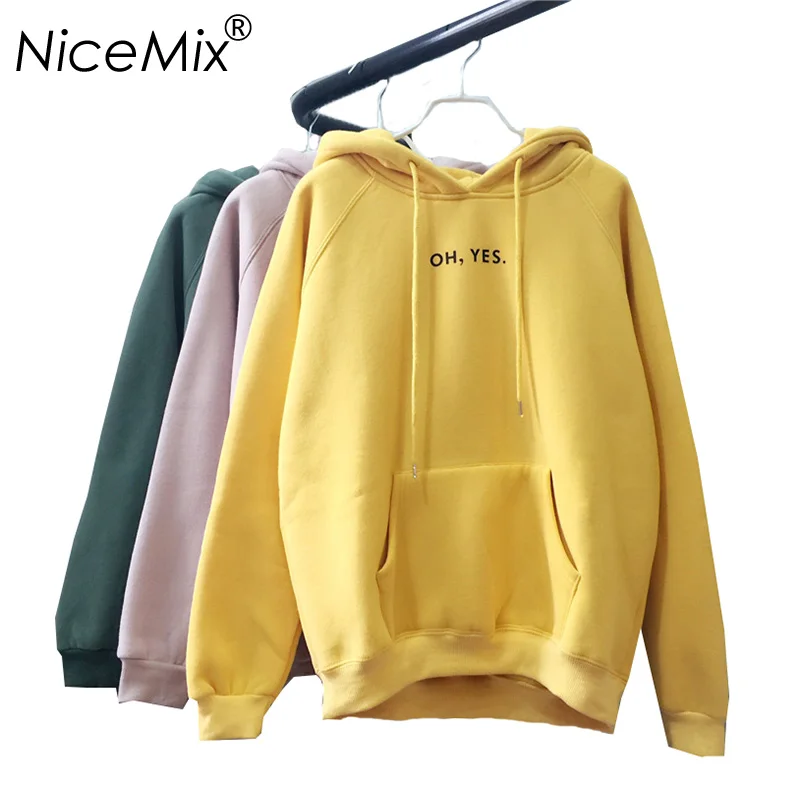 

NiceMix 2019 Autumn Winter Thick Sweatshirt Women Hoodies Print Letter Loose Female Hooded Tops Boy Friend Style Pullovers