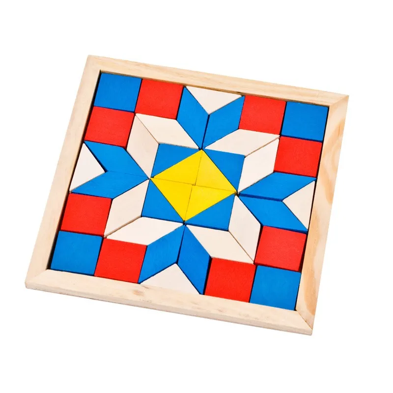 

Fun Geometry Rhombus Tangrams Logic Puzzles Wooden Toys for Children Training Brain IQ Games Kids Gifts