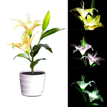 Новое поступление Солнечный цветок лилии бонсай огни 2 светодиодный искусственная лилия горшок цветок бонсай светодиодный светильник для дома и сада креативное освещение
