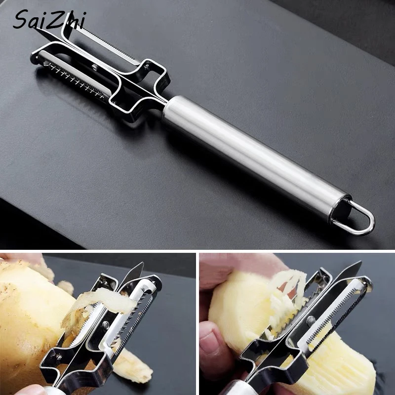 

Fruit Vegetable Peeler 2 in 1 Peeler Cutter Sharp Stainless Steel Potato Carrot Grater Cleaning Kitchen Tools 2359
