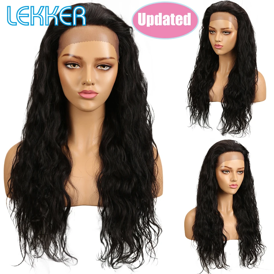 Обновленный Большой размер кружева передние человеческие волосы парики для женщин с предварительной накладка из волос Lekker Remy волнистые