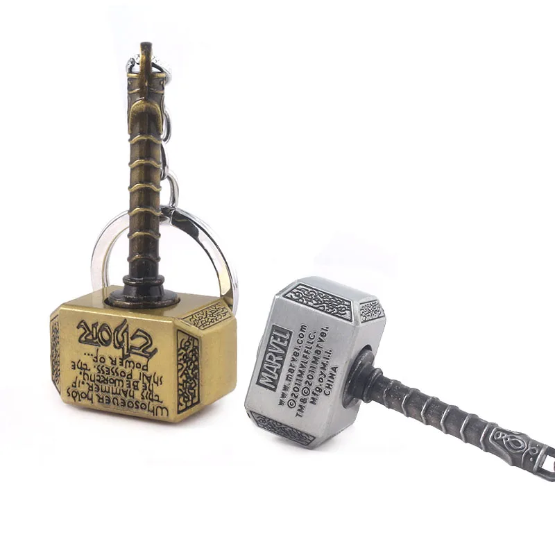 

Newest Avengers Endgame Thor Hammer Keychain Solid Rotation Metal Car Keyring Guardians of the Galaxy Groot Key Toy Jewelry
