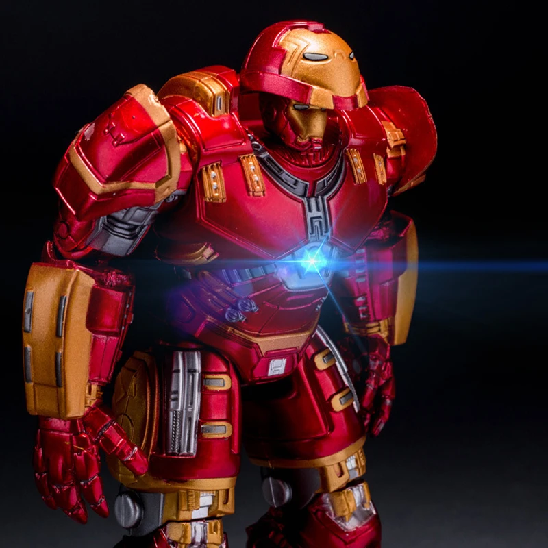 Avengers Iron Man Hulk Buster Armor Joints Movable Mark With LED Light PVC Action Figure Collection Model For Kids Toy 18cm