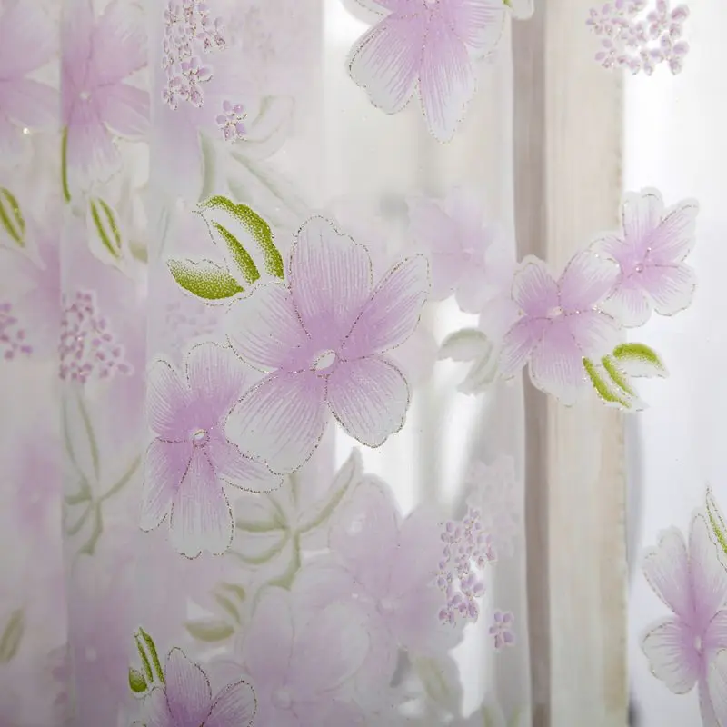 Sheer Voile Tulle Window tulle Curtains Bedroom Living Room Balcony Flowers Printed Tulip Sun-shading Translucent Curtain