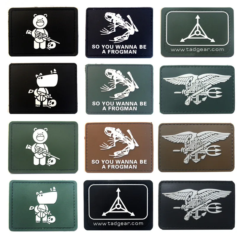 

MAMAO Embroidery PVC HOOK&LOOP Tactical Bear Rhinoceros Patch Frog Seal Patches Badges Applique Patches For Clothing