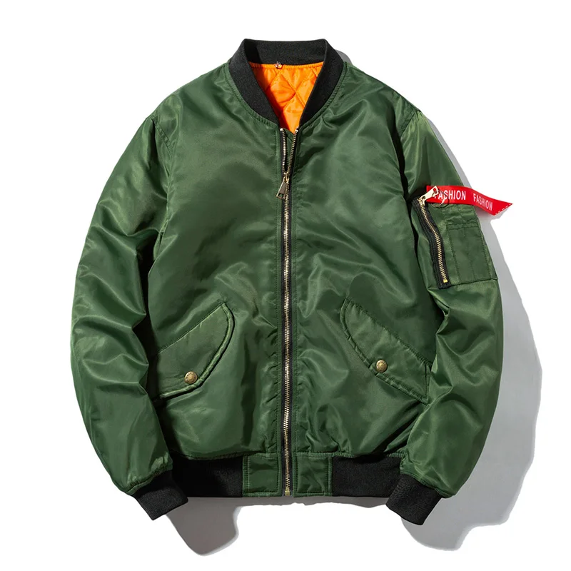 Зимняя куртка-пилот для мужчин и женщин, однотонная бейсбольная куртка с капюшоном в стиле хип-хоп, Модная молодежная ветровка, уличная одежда, белый, черный, синий - Цвет: Green thick